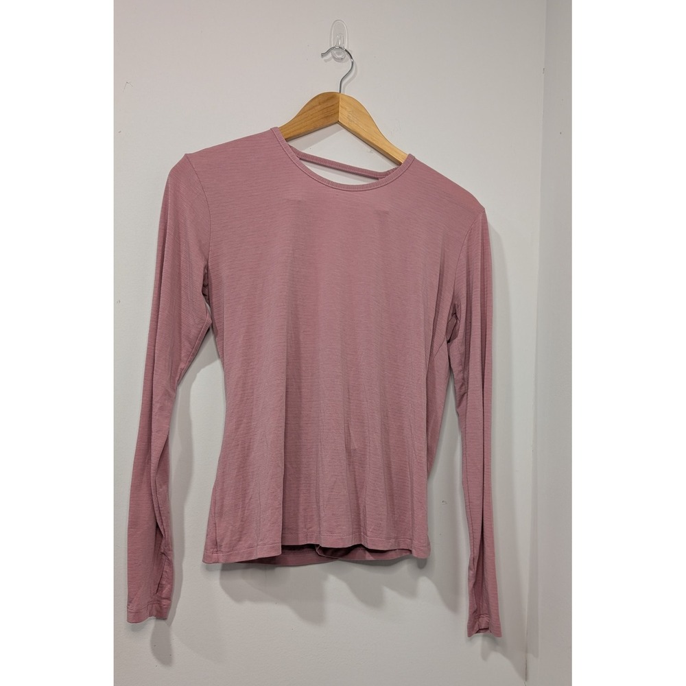 All In Motion Pink Long Sleeve Crew Neck Cutout‎ Back Top Women's Size Small
